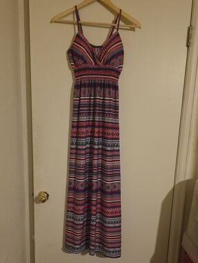Aztec Pattern Maxi Dress - Spaghetti strap Summer Dress